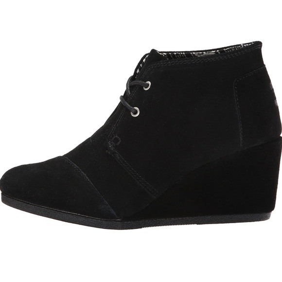 TOMS Women's Black Suede Desert Wedges Size 7 - Picture 7 of 16